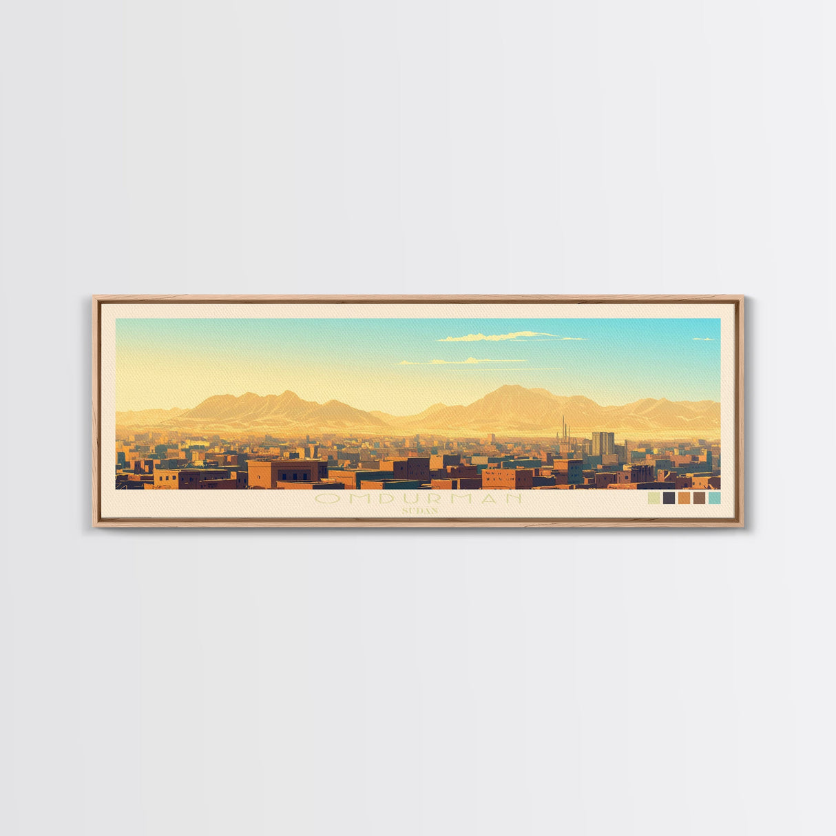 Omdurman, Sudan Panoramic Travel Poster Canvas Print, Omdurman, Sudan Painting, Sudan Art, Omdurman Travel Art, Guest Room Painting