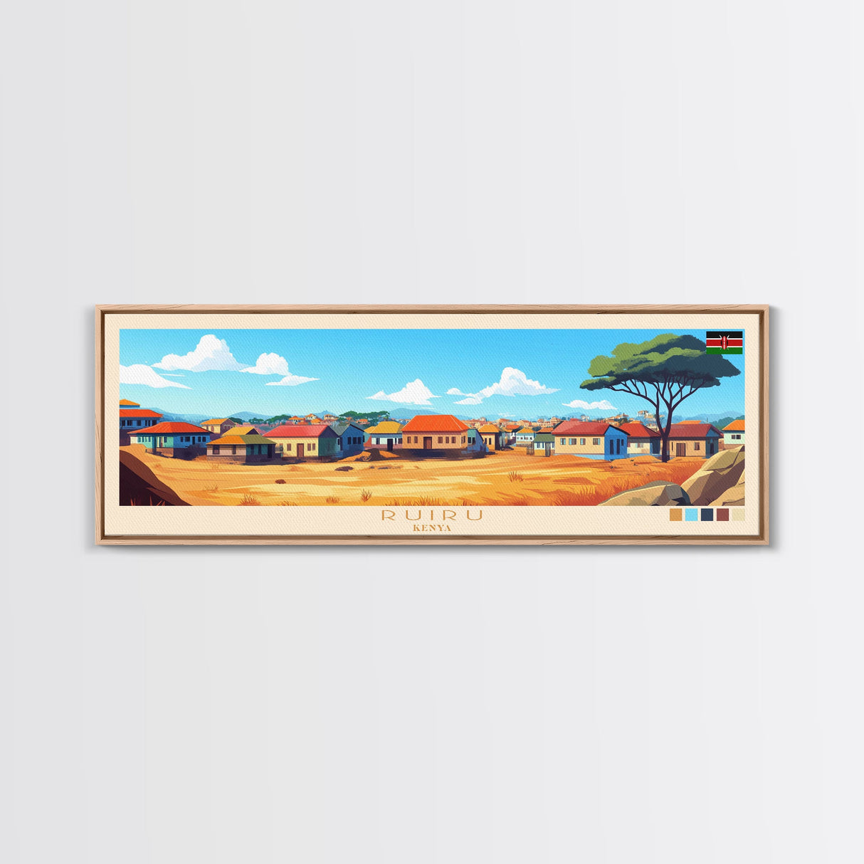 Ruiru, Kenya Panoramic Travel Poster Canvas Print, Ruiru, Kenya Painting, Kenya Art, Ruiru Travel Art, Living Room Painting