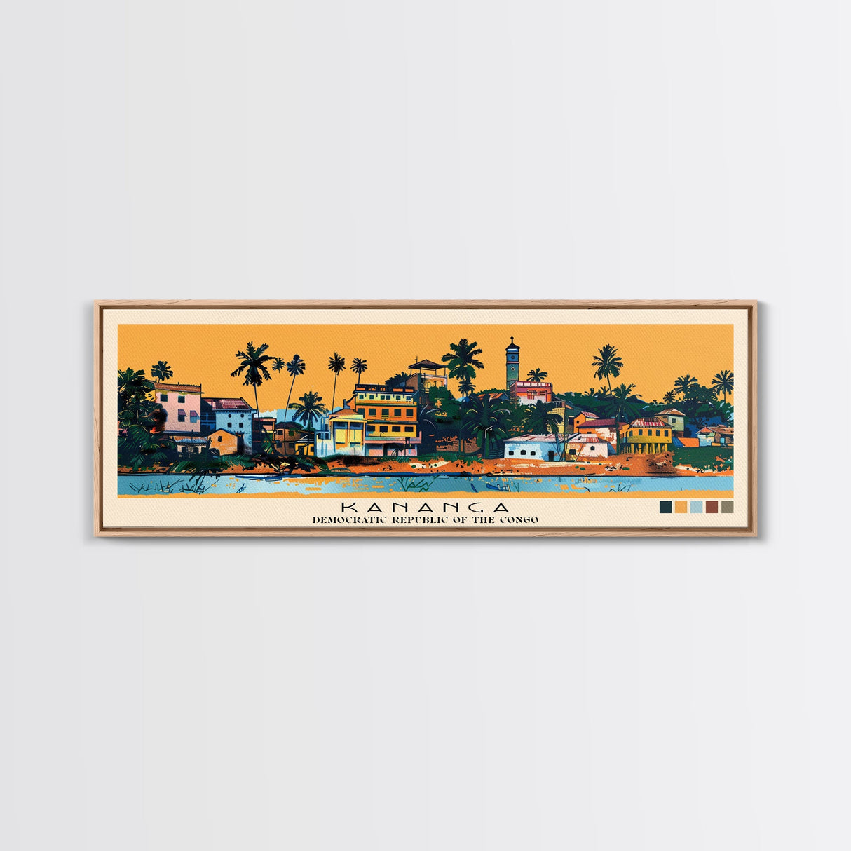 Kananga, Congo Panoramic Canvas Print, Kananga, Congo Painting, Congo Art, Kananga Travel Poster, Travel Art, Housewarming Gift