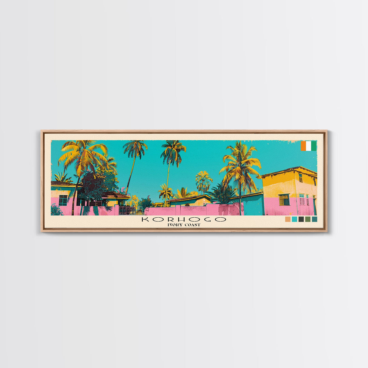Korhogo, Ivory Coast Panoramic Canvas Print, Korhogo, Ivory Coast Painting, Ivory Coast Art, Korhogo Travel Poster, Travel Art, Vacation Gift