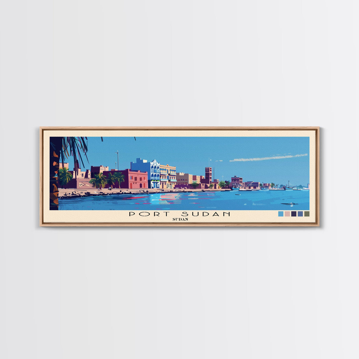 Port Sudan, Sudan Panoramic Canvas Print, Port Sudan, Sudan Painting, Sudan Art, Port Sudan Travel Poster, Travel Art, Living Room Painting