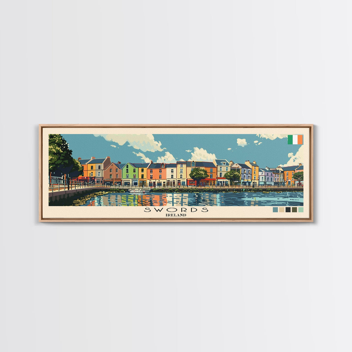 Swords, Ireland Panoramic Canvas Print, Swords, Ireland Painting, Ireland Art, Swords Travel Poster, Travel Art, Guest Room Painting