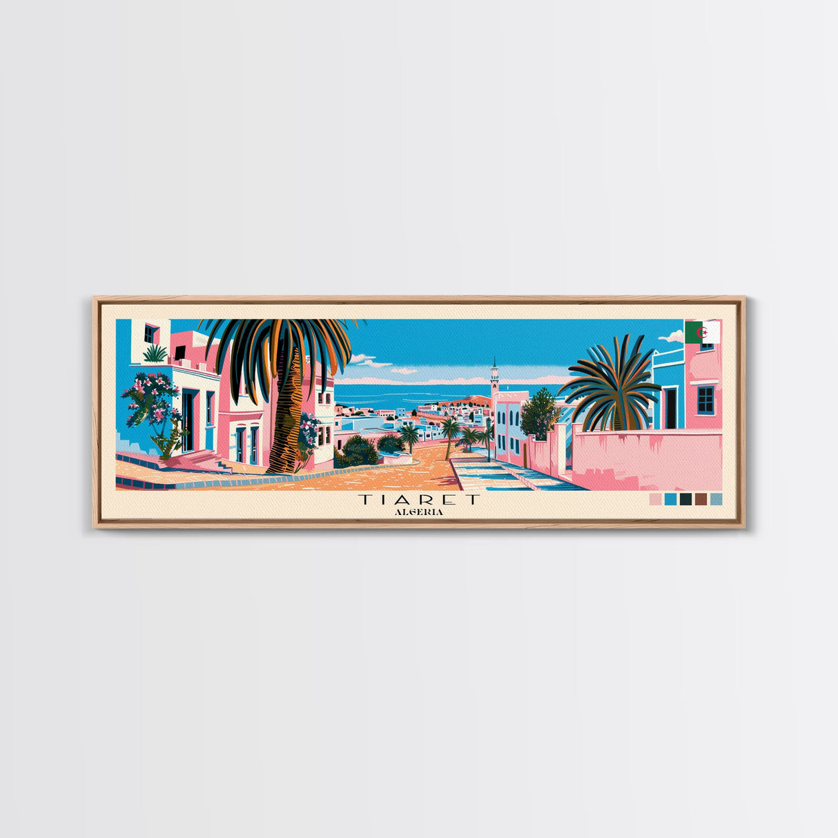 Tiaret, Algeria Panoramic Canvas Print, Tiaret, Algeria Painting, Algeria Art, Tiaret Travel Poster, Travel Art, Living Room Painting