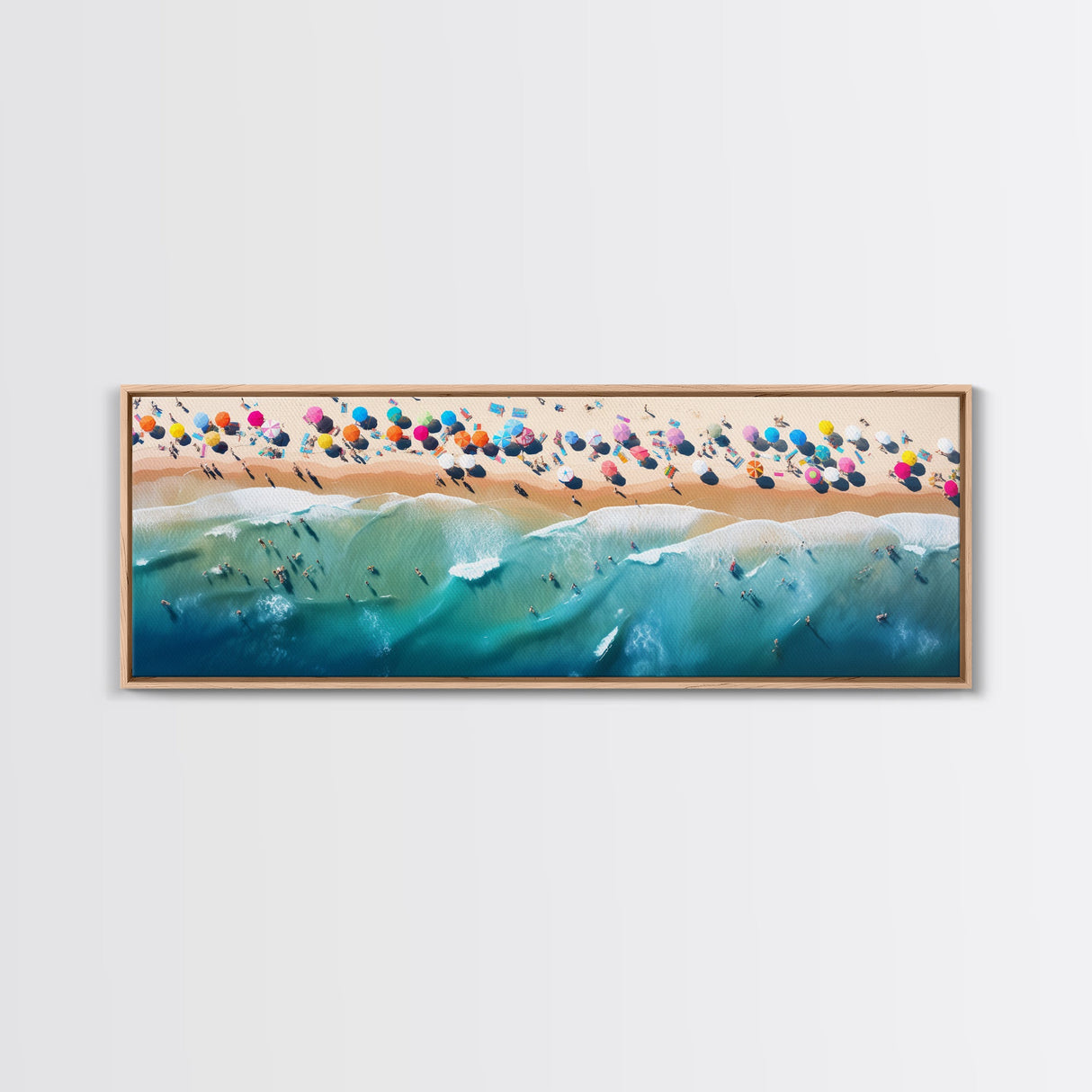 Bird's Eye View Of The Beach, Framed Canvas Print, Beach Seascape Oil Painting Print, Pebble Beach, Myrtle Beach Art, Charleston Art