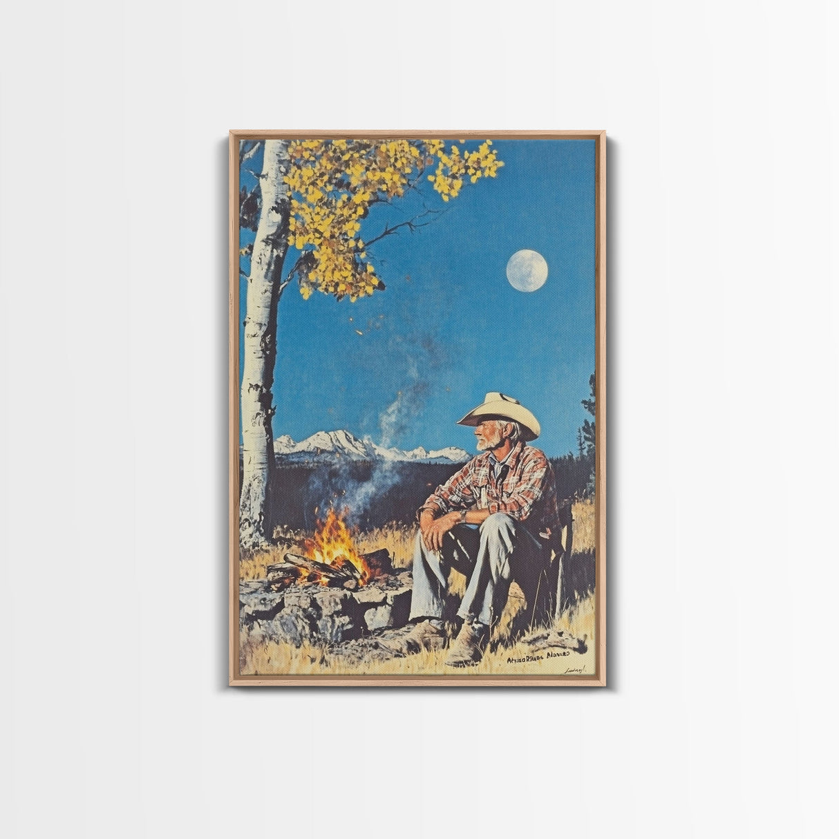 Cowboy in Snowy Sunset Landscape Canvas Print, Winter Wall Art, Seasonal Western Decor, Holiday Gift, Christmas Wall Art, Canvas Print