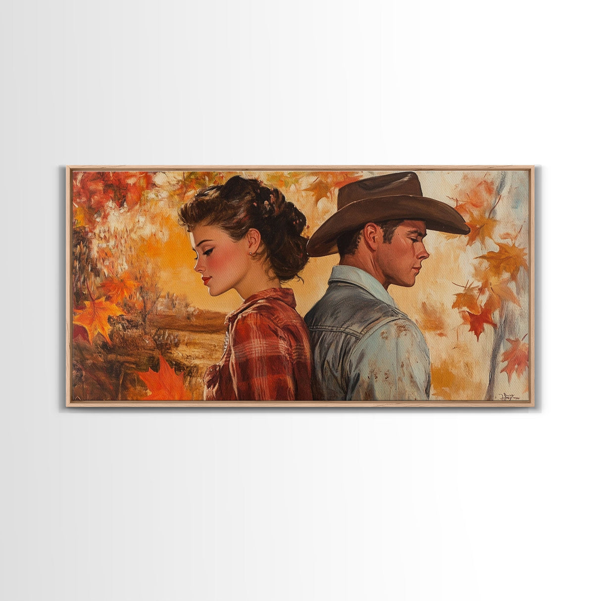 Framed Canvas Print Cowboy Gazing Over Snowy Landscape Western Horse Rider Winter Mountain Art Winter Wonderland Wall Art