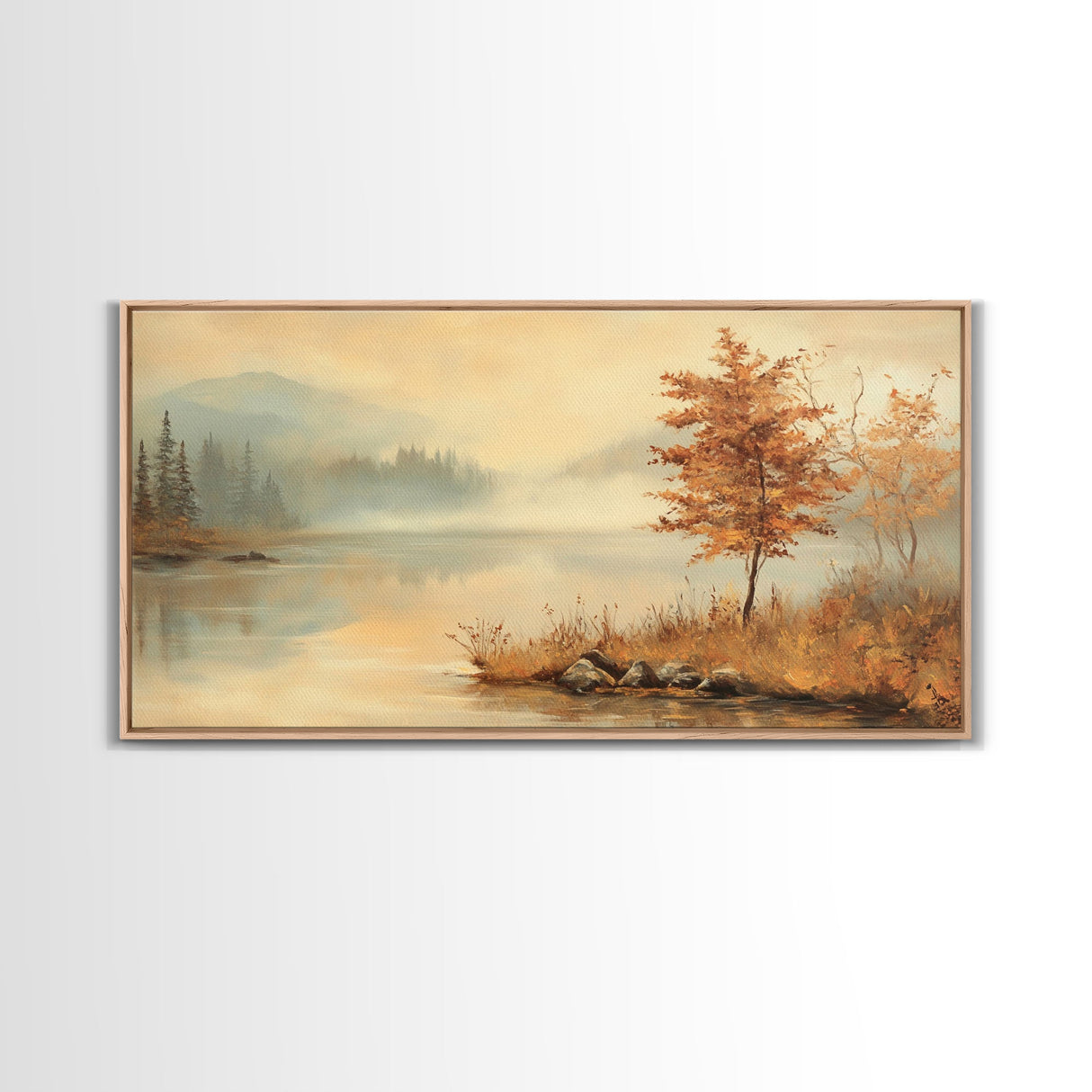 Fall In The Countryside, Moody Wall Decor, Framed Canvas Print, Seasonal Autumn Decor