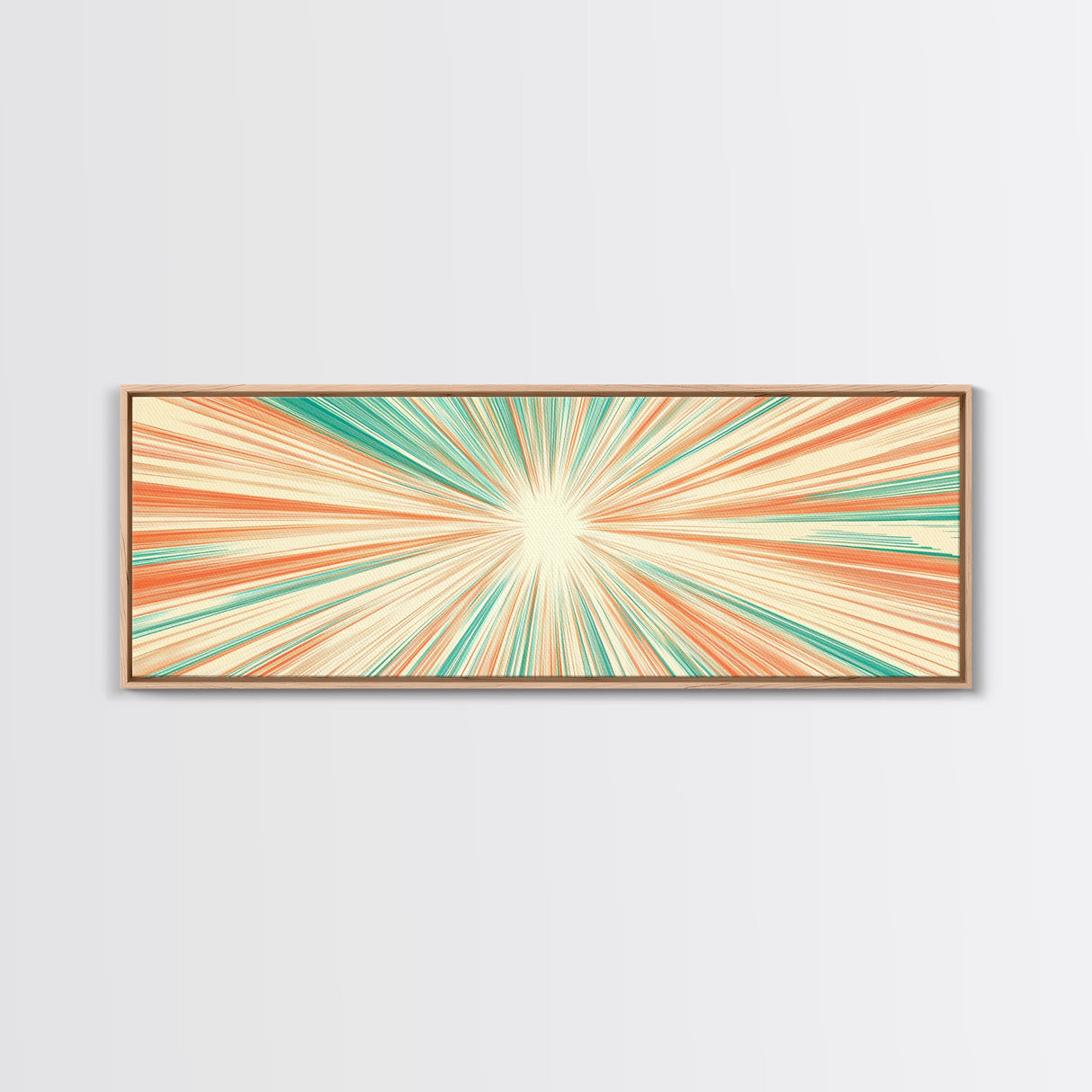 Mid Centery Modern Canvas Print - Framed MCM Style Wall Art, Orange and Green Star Burst - Art Deco Modern Art - Above Sofa Decor