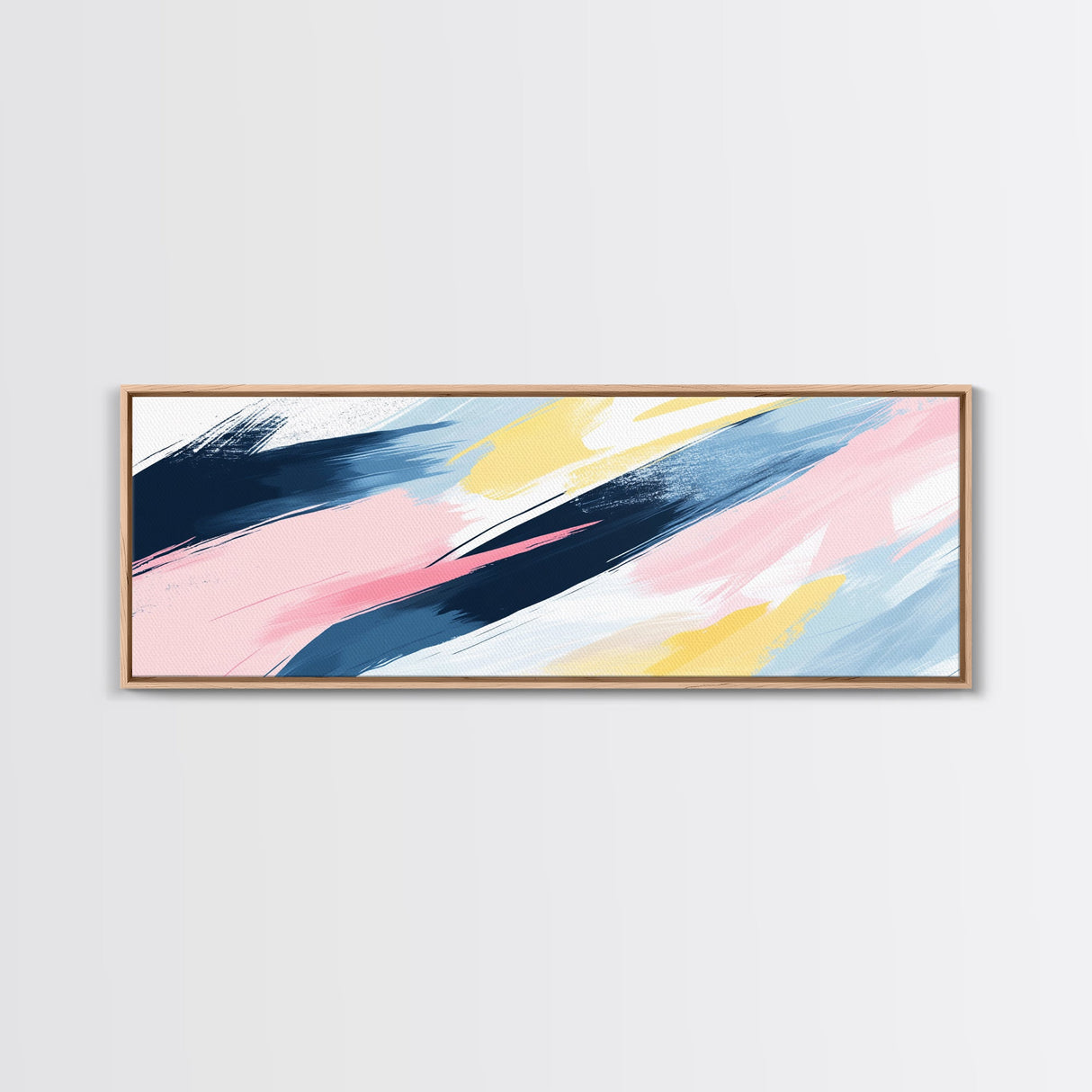 Pastel Abstract Brush Strokes Painting Print, Framed Canvas Art, Panoramic Extra Wide Office Decor, Living Room Or Bedroom Oversized Art