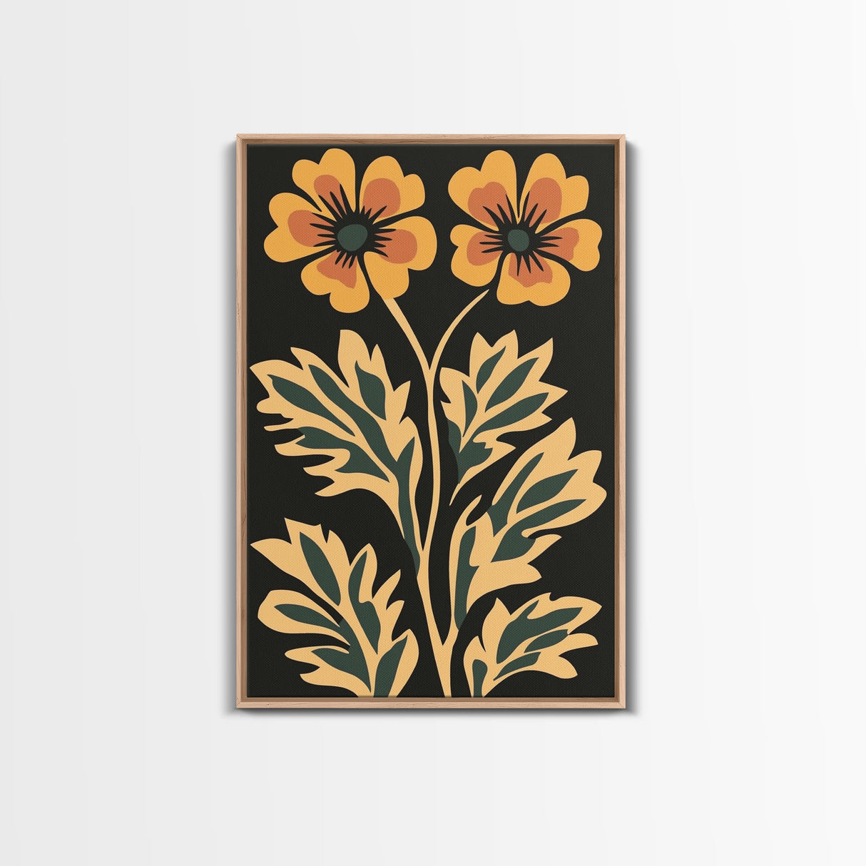 Beautiful Boho Wild Flower Wall Art Canvas Print, Framed Canvas Wall Art Botanical Print Boho Minimalist Home Decor For Living Room