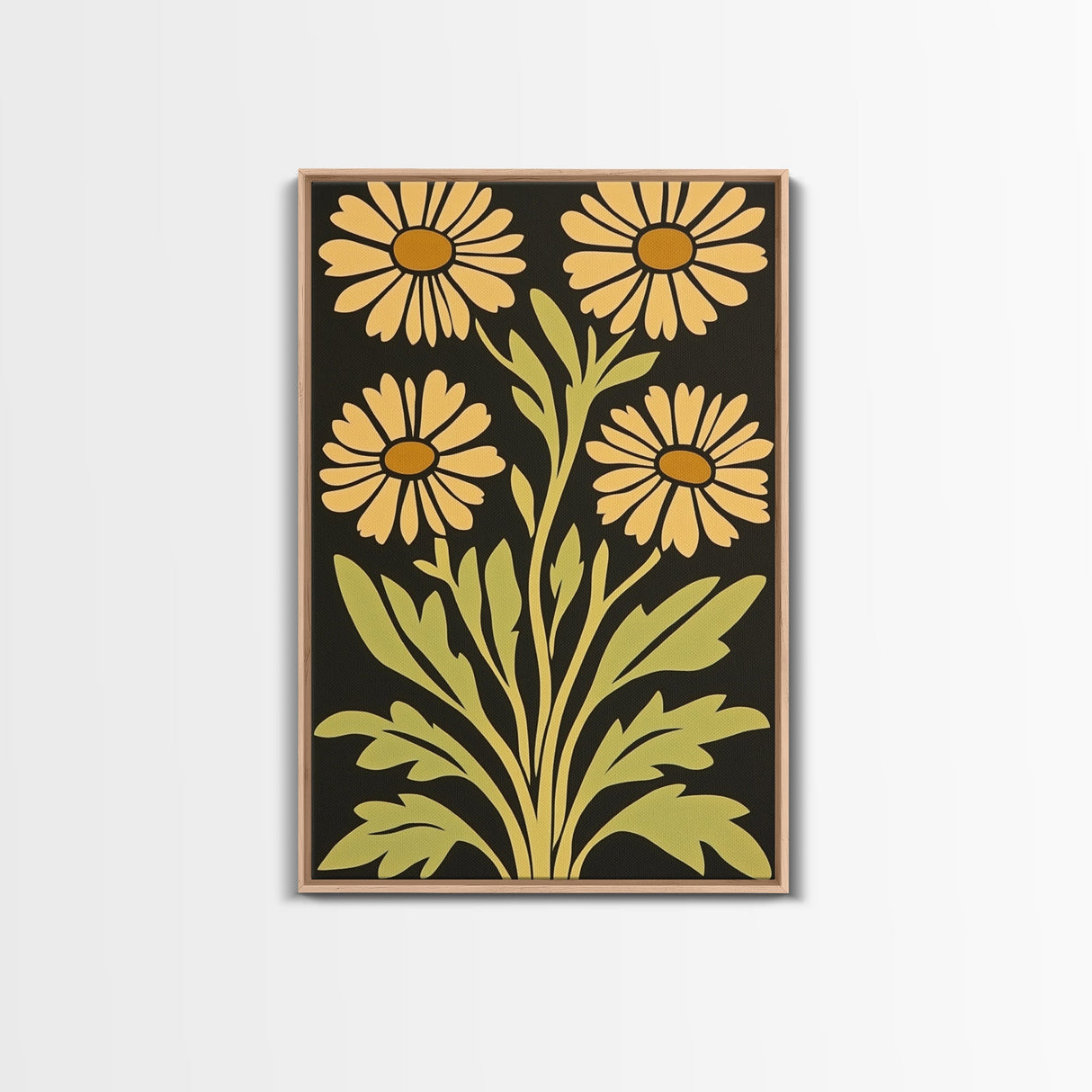 Mid-Century Modern Abstract Flowers, Framed Canvas Print, Style 2