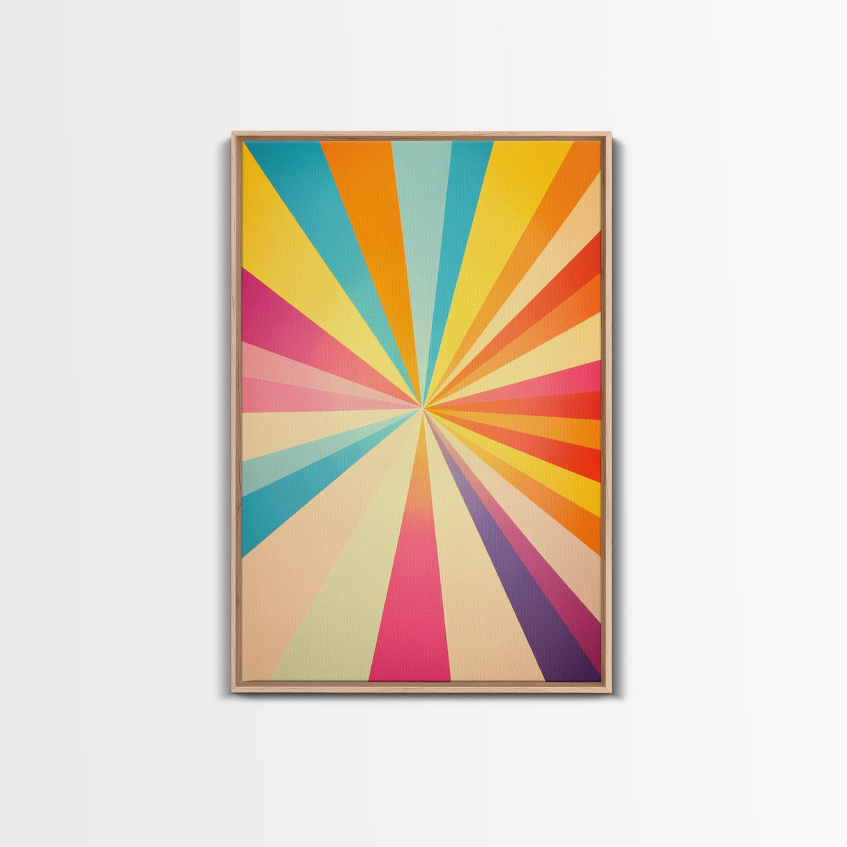 Raspberry Pink, Mikado Yellow, Cerulean and Orange Peel Wall Art, Boho Mid Century Modern Home Decor, Minimalist Canvas Print