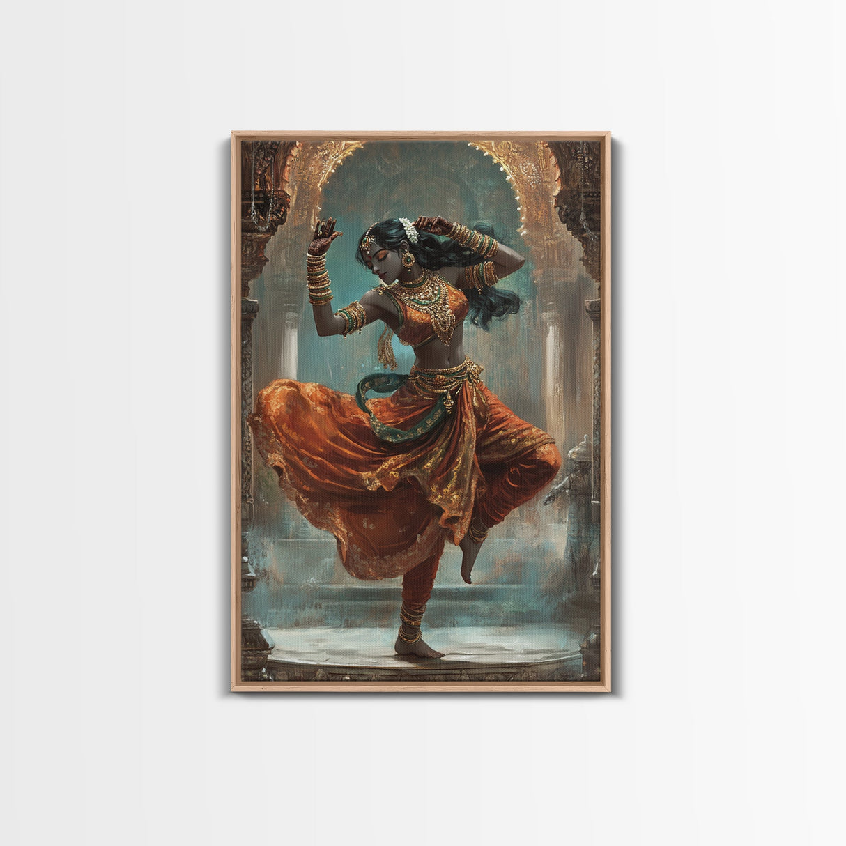 Portrait of Krishna Framed Canvas Print, Krishna Wall Art, Krishna Painting