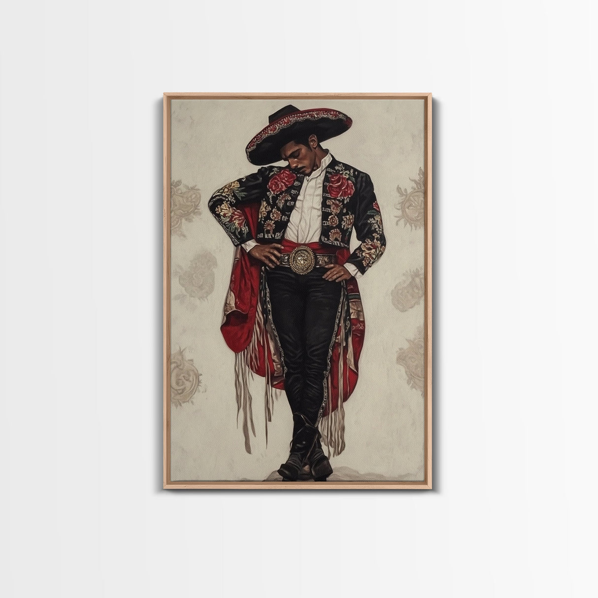 The Matador Oil Painting Canvas Print, Chicano Wall Art, Mexicano Decor, Mexican Inspired Wall Art