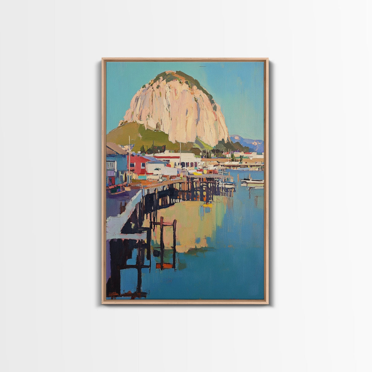 Morro Bay, Framed Canvas Print, Painting Morro Bay California, California Home Decor, Painting of Morro Bay Wall Art Canvas Print