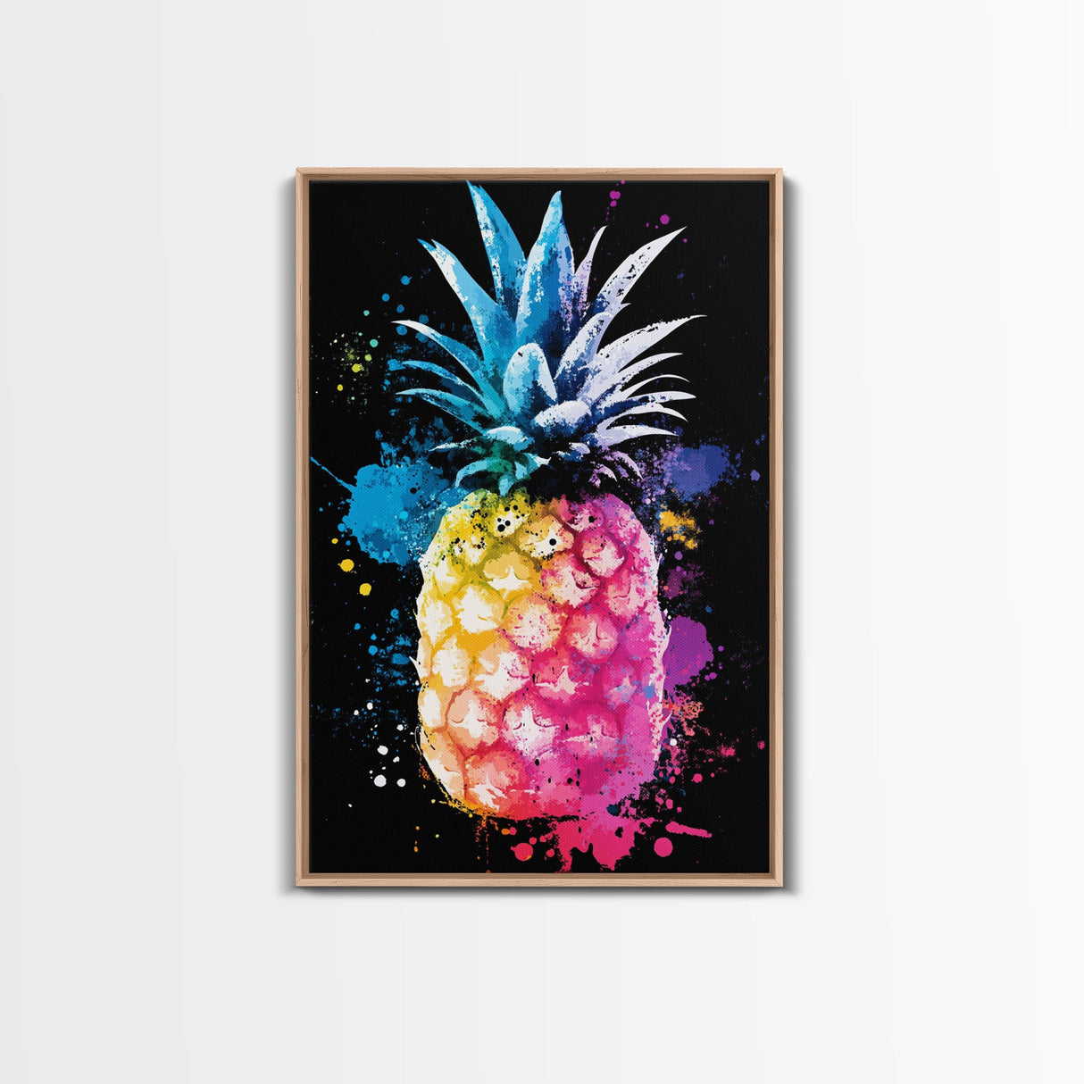 Retro Pineapple Painting Print, Framed Canvas Print, Kitchen or Dining Room Wall Art, Retro Home Decor, Pineapple Painting, Pineapple Art