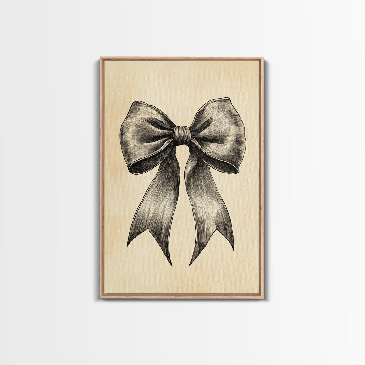 Boho Christmas Bow Canvas Print - Framed Canvas - Minimalist Christmas Art - Boho Christmas Art - Rustic Christmas Art