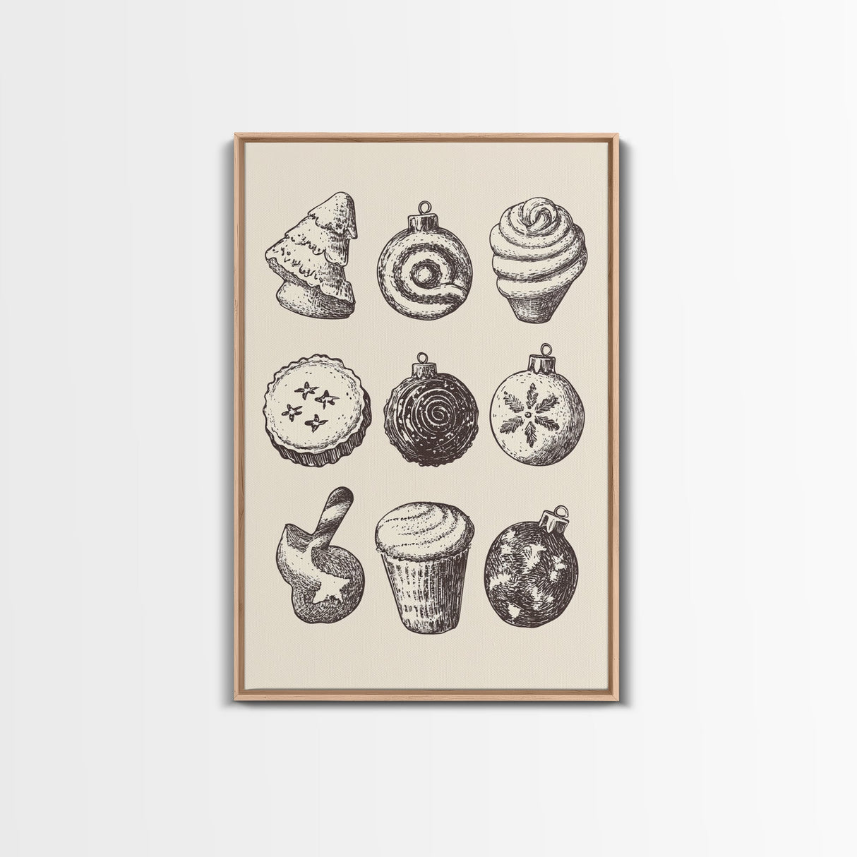 Rustic Boho Christmas Cookies Canvas Print - Framed Canvas - Minimalist Christmas Art - Boho Christmas Art - Rustic Christmas Art