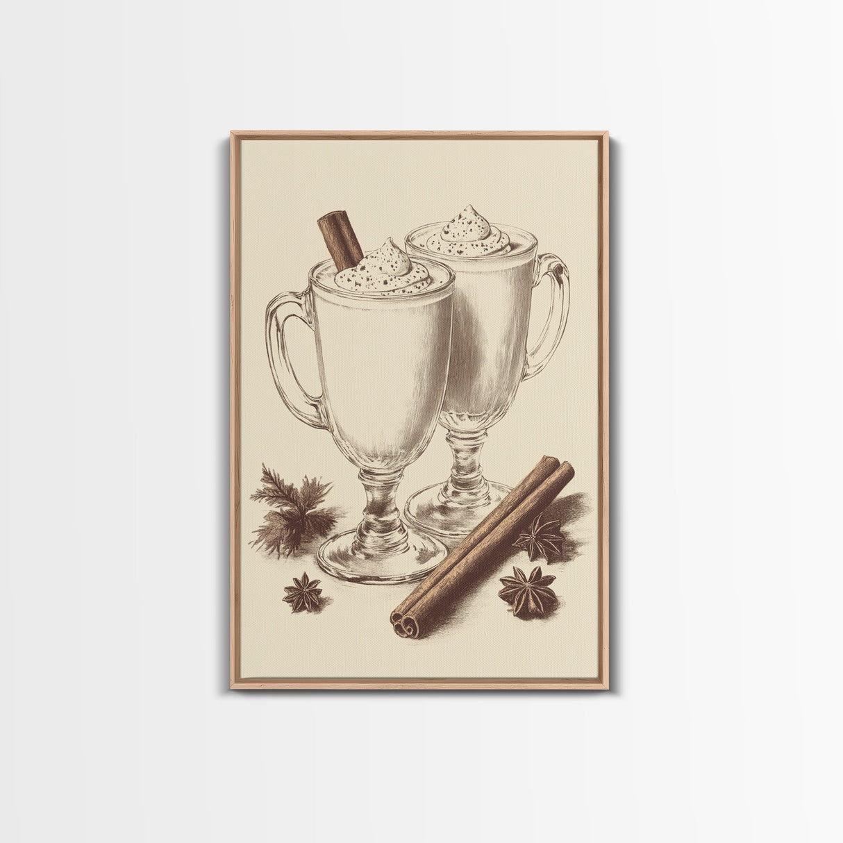 Vinage Egg Nog Canvas Print - Framed Canvas - Minimalist Christmas Art - Boho Christmas Art - Rustic Christmas Art