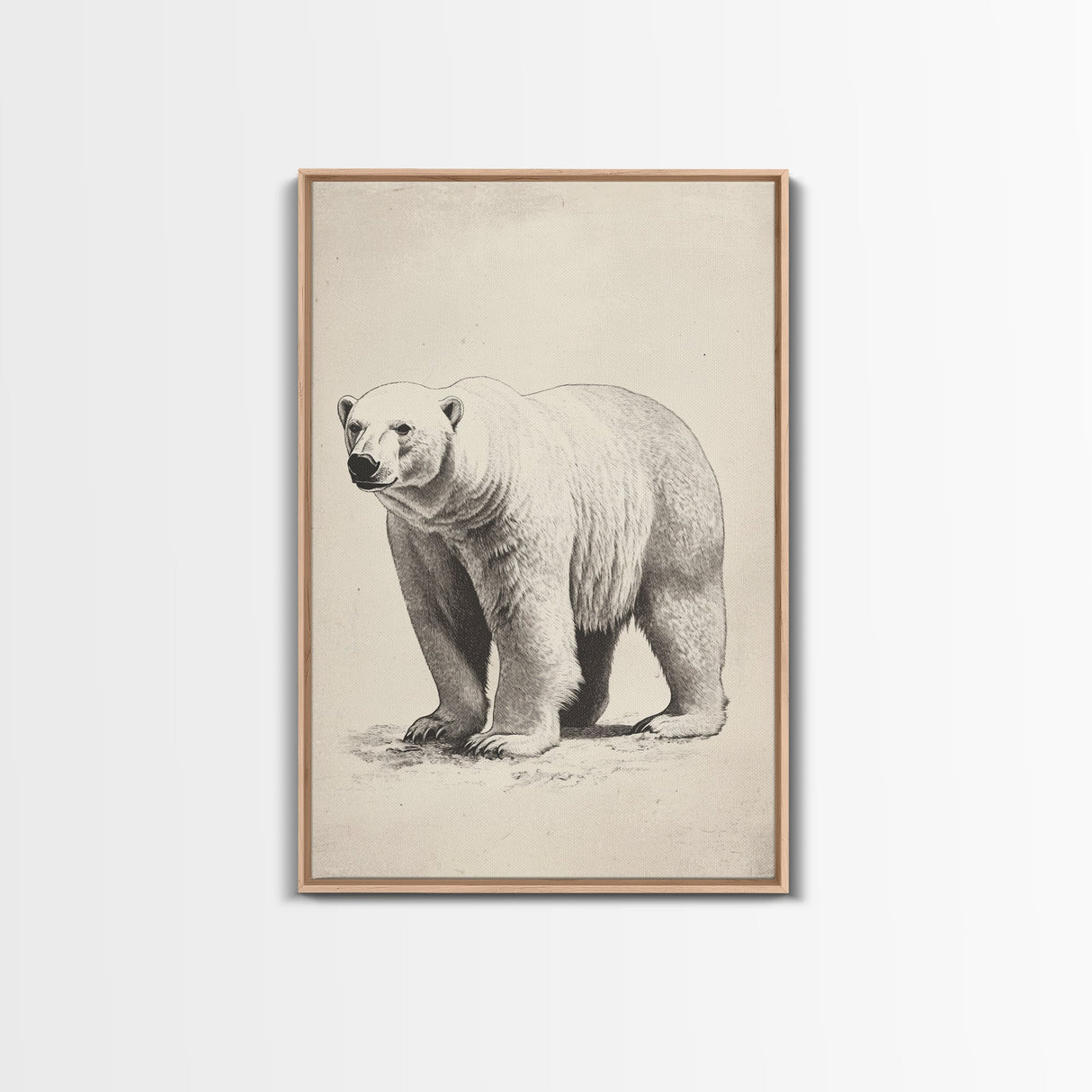 Polar Bear Canvas Print - Framed Canvas - Minimalist Christmas Art - Boho Christmas Art - Rustic Christmas Art