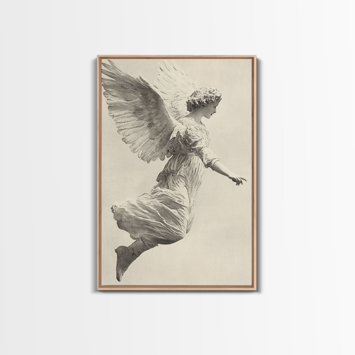 Christmas Angel Canvas Print - Framed Canvas - Minimalist Christmas Art - Boho Christmas Art - Rustic Christmas Art