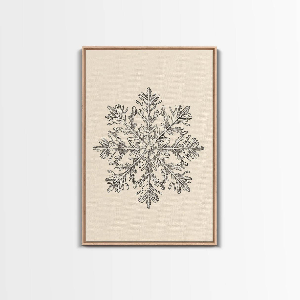 Sketch of a Snowflake Canvas Print - Framed Canvas - Minimalist Christmas Art - Boho Christmas Art - Rustic Christmas Art