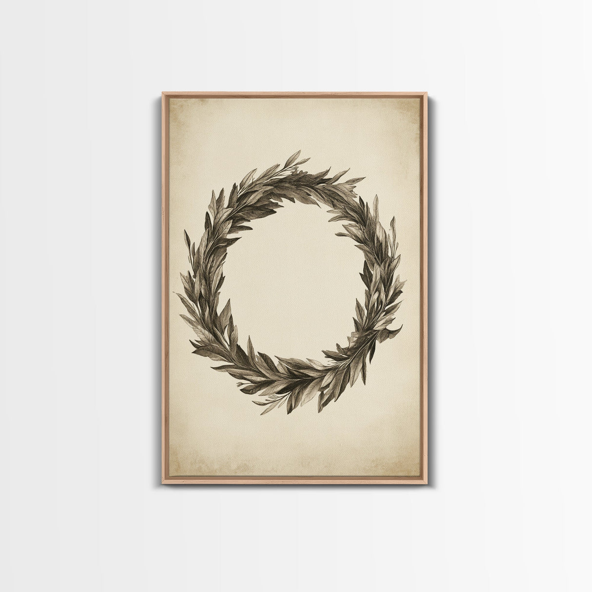 Vintage Wreath Canvas Print - Framed Canvas - Minimalist Christmas Art - Boho Christmas Art - Rustic Christmas Art