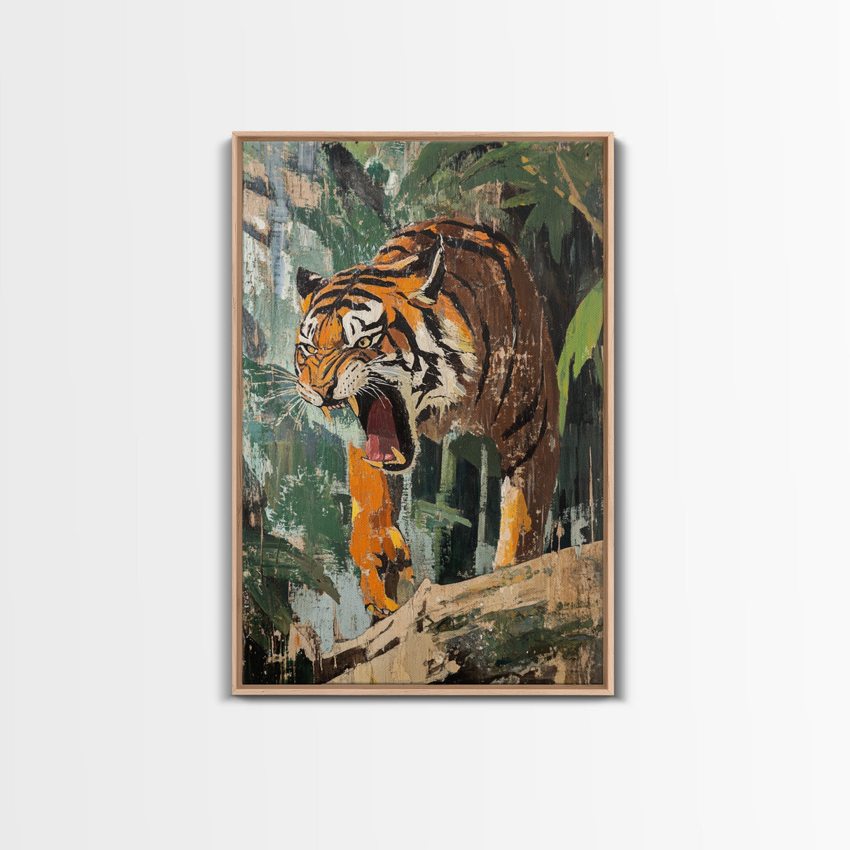 Retro Tiger Painting Canvas Print, Animal Print, Wall Art Home Decor, Tiger Wall Art