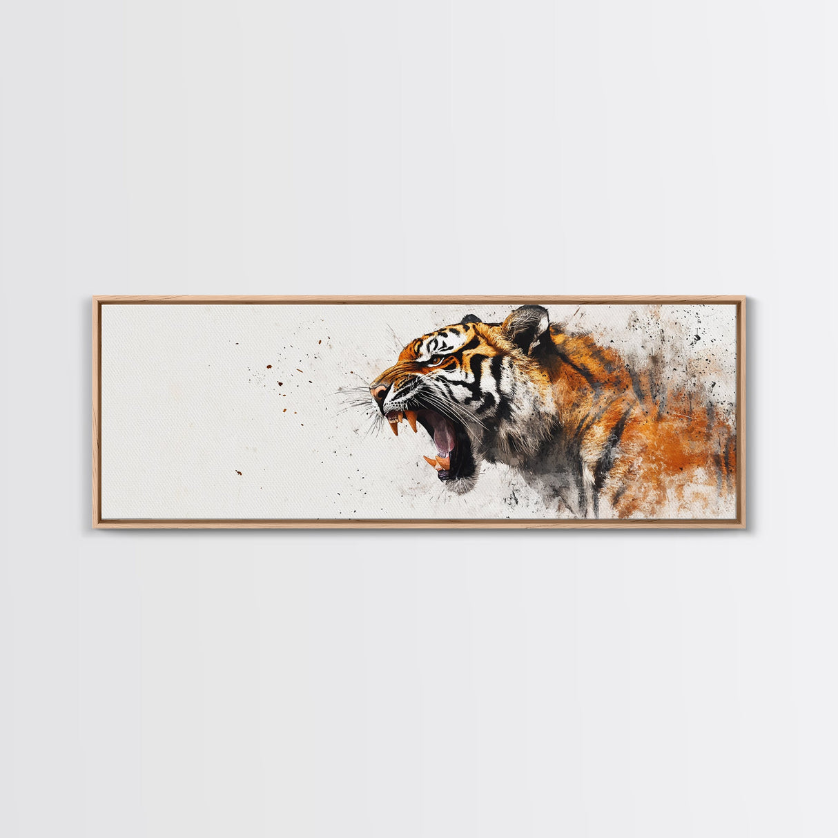 Panoramic Tiger Roar, Statement Piece Wall Art, Framed Canvas Print, Tiger Art, Tiger Painting, Tiger Print, Gift Idea for Him, Man cave art
