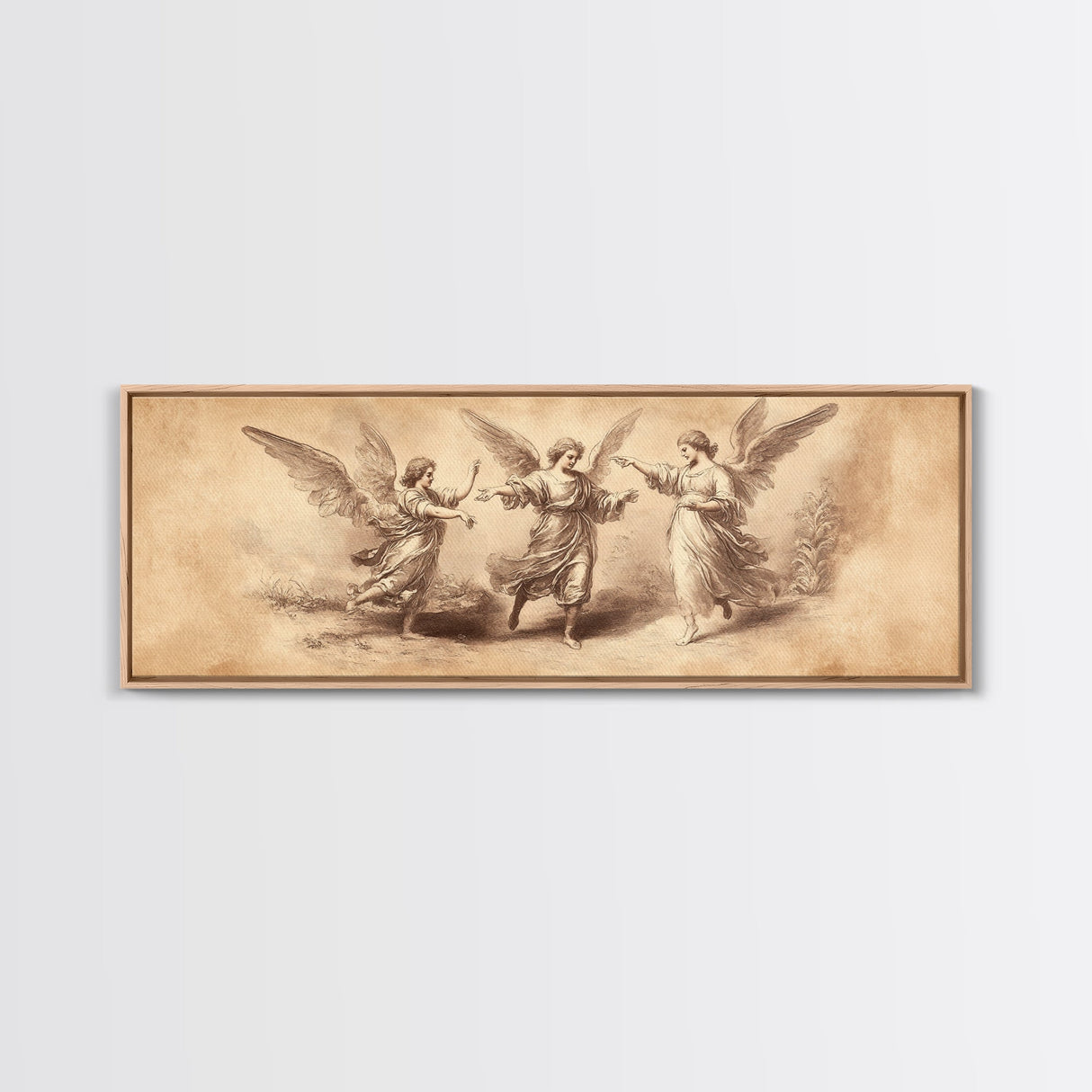 Guardian Angel Painting Print, Angelic Wall Art, Angel Painting, Guardian Angels Print, Original Panoramic Angel Painting, Angel Sketch