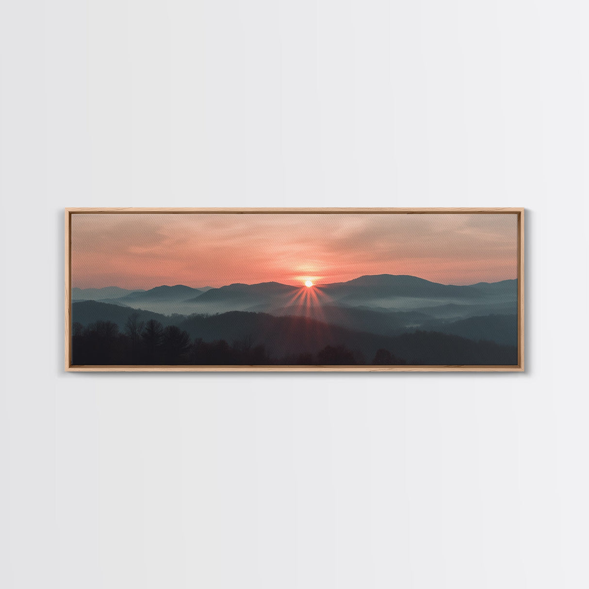 Smoky Mountains Art, Framed Canvas Print, Smoky Mountain Art Panoramic Painting Print, Great Smoky Art, Great Smoky Mountains