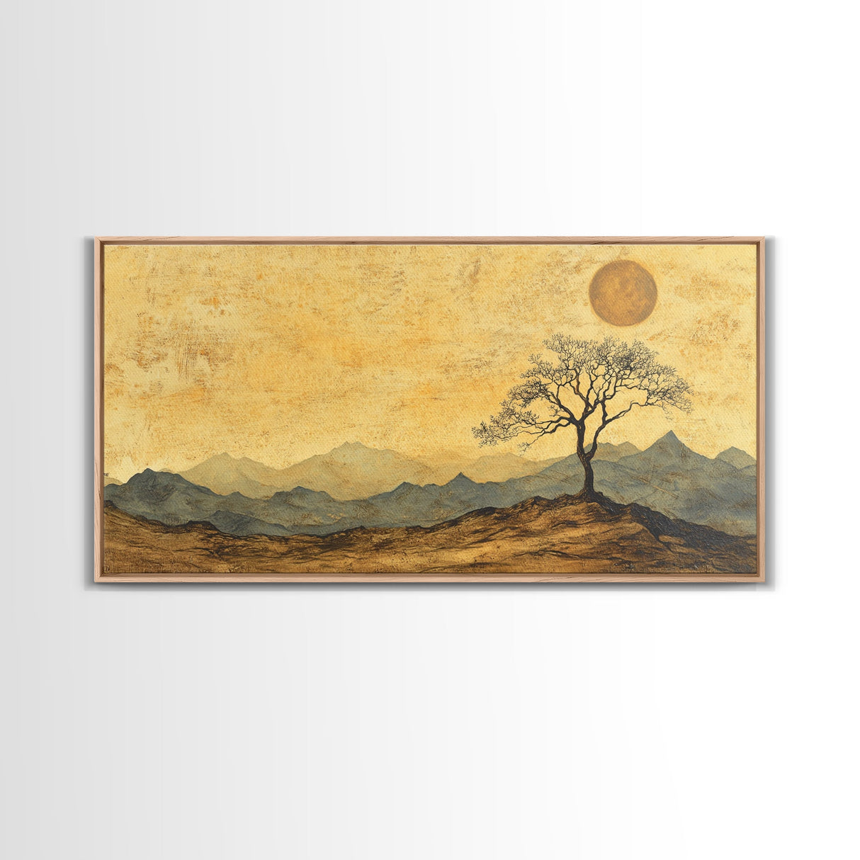 Wabi Sabi Landscape Painting Print - Framed Canvas - Vintage Landscape Painting