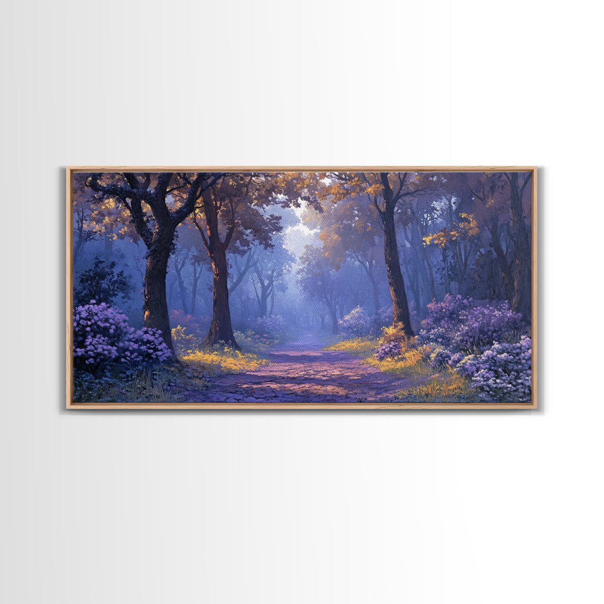 The Path Through The Forest, Framed Canvas Print, Fantasy Landscape Painting, Wood Framed Home Decor, Above Sofa Living Room Wall Art
