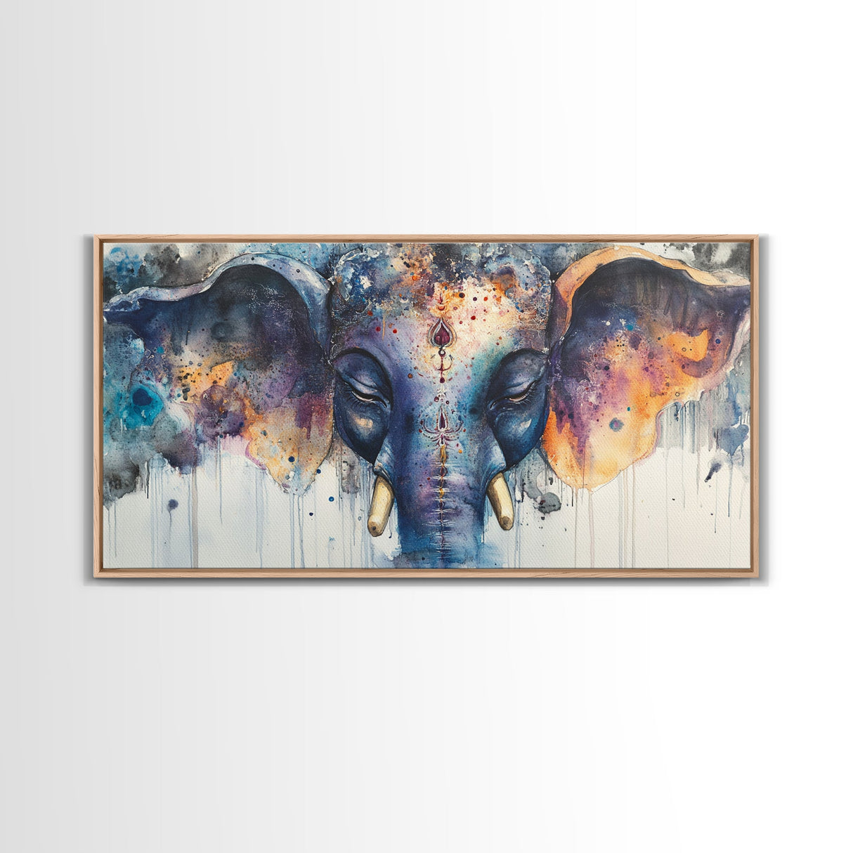 Ganesh Wall Art - Framed Canvas Print - Indian Wall Art - Ready To Hang - Hindu Wall Art - Hindu Painting - Ganesh Painting