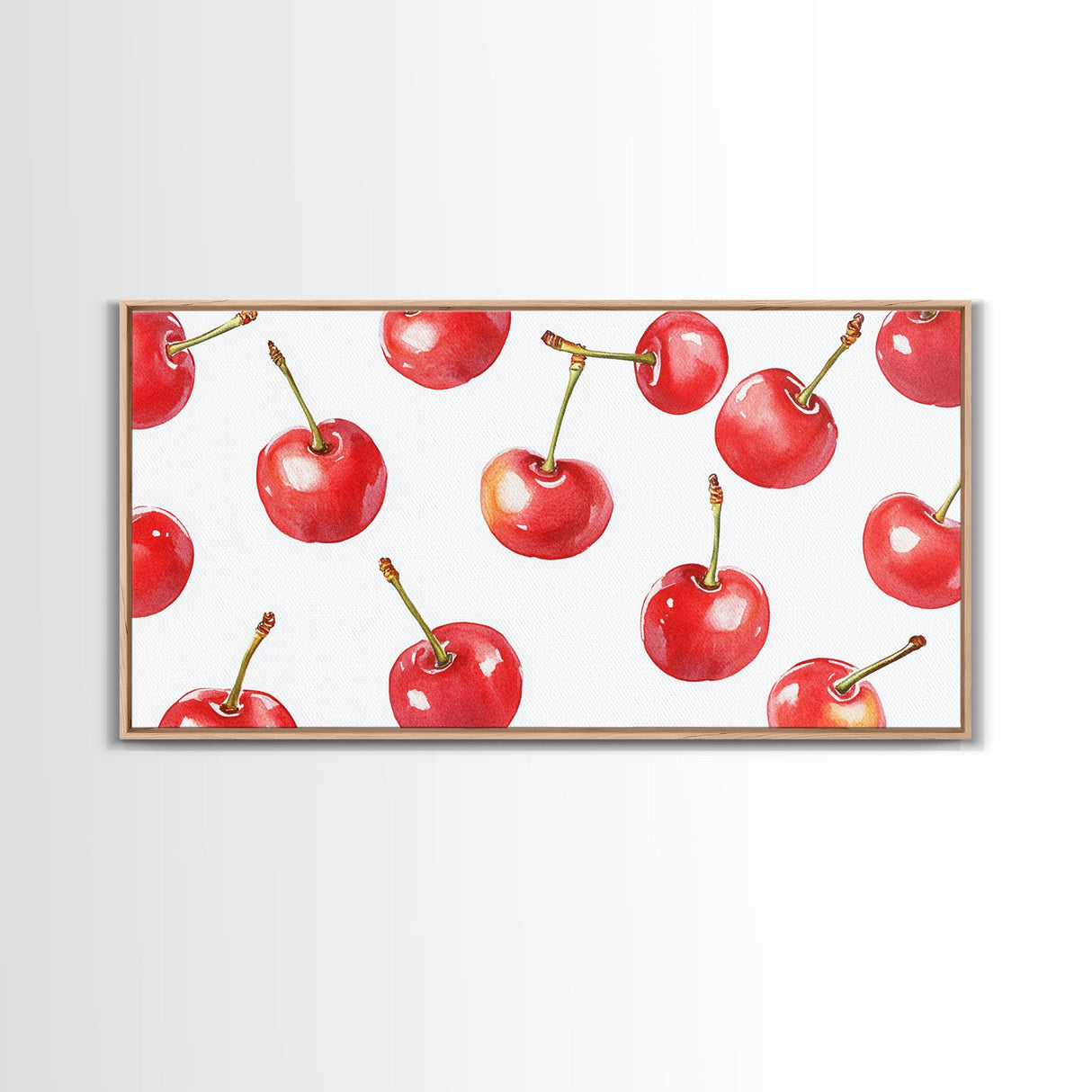 Preppy Cherry Wall Art Framed Canvas Print - Kitchen Wall Art - Dining Room Wall Art - Loft Decor - Cute Wall Art - Cutesy Home Decor