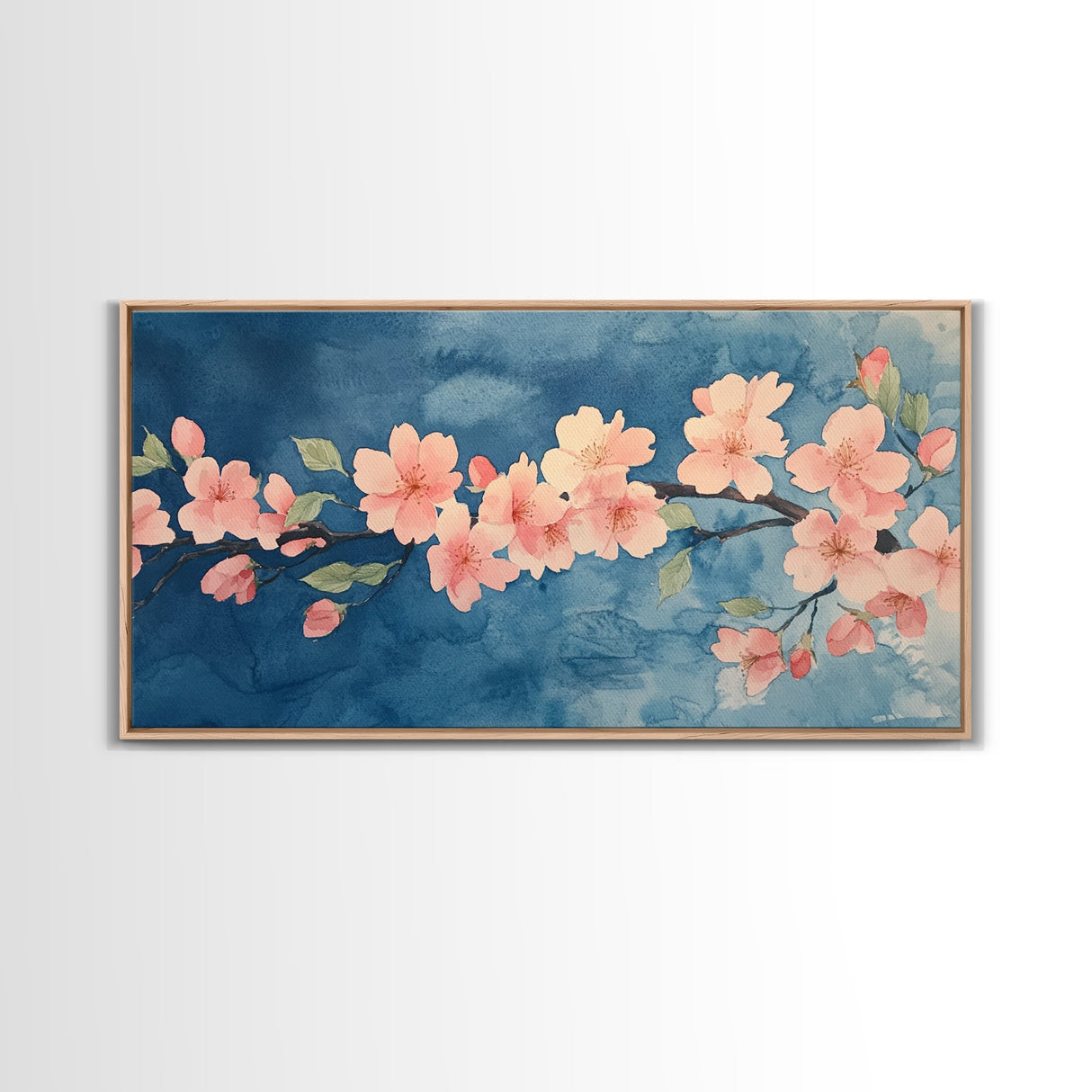 Cherry Blossoms Wall Art Canvas Print - Pink Cherry Blossom Canvas Oil Painting - Wabi Sabi Wall Art - Purple Tree Nature Decor
