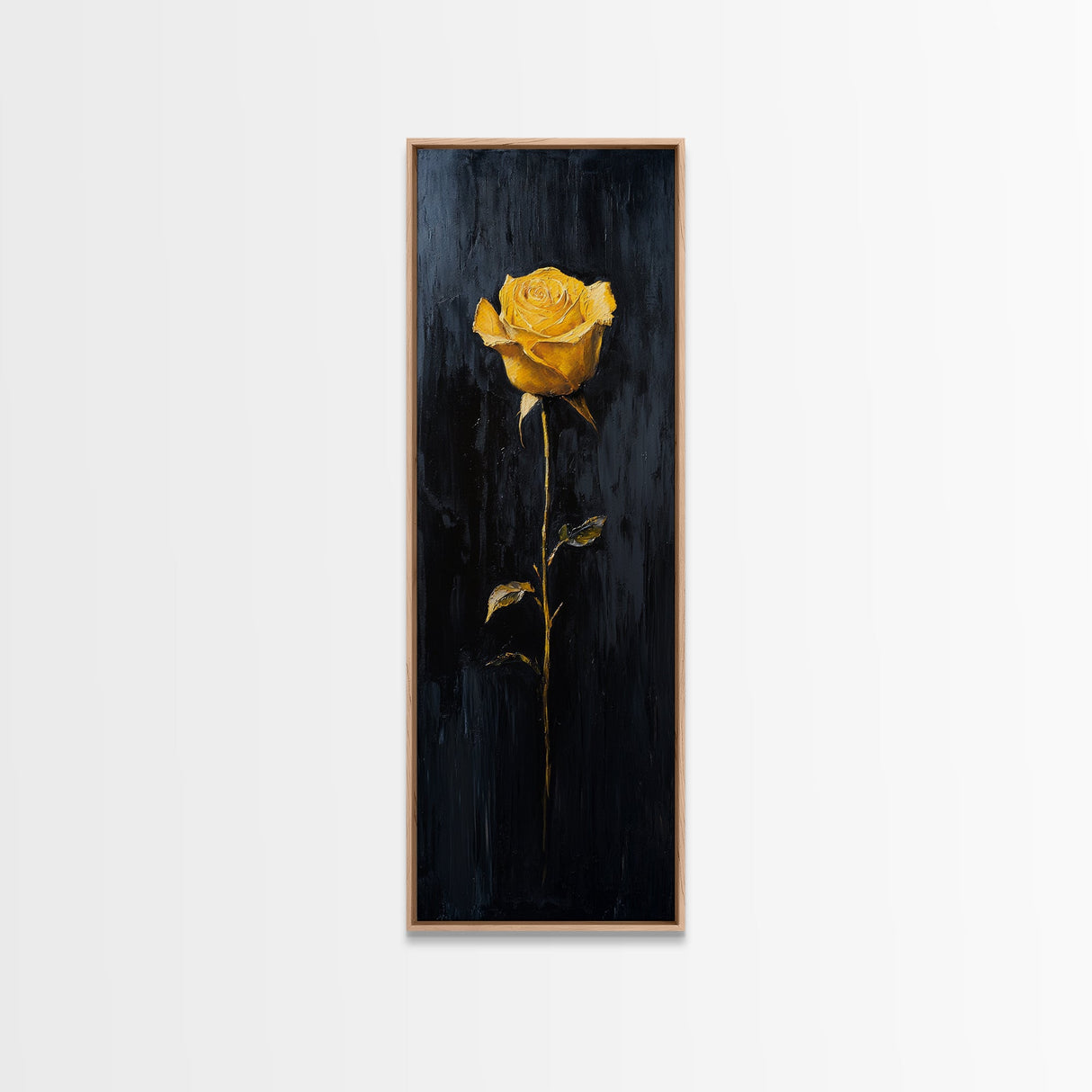 Golden Rose Painting Framed Canvas Print Elegant Art Nouveau Flower Decor, Rose Painting, Yellow Flower Canvas, Living Room Botanical Prints