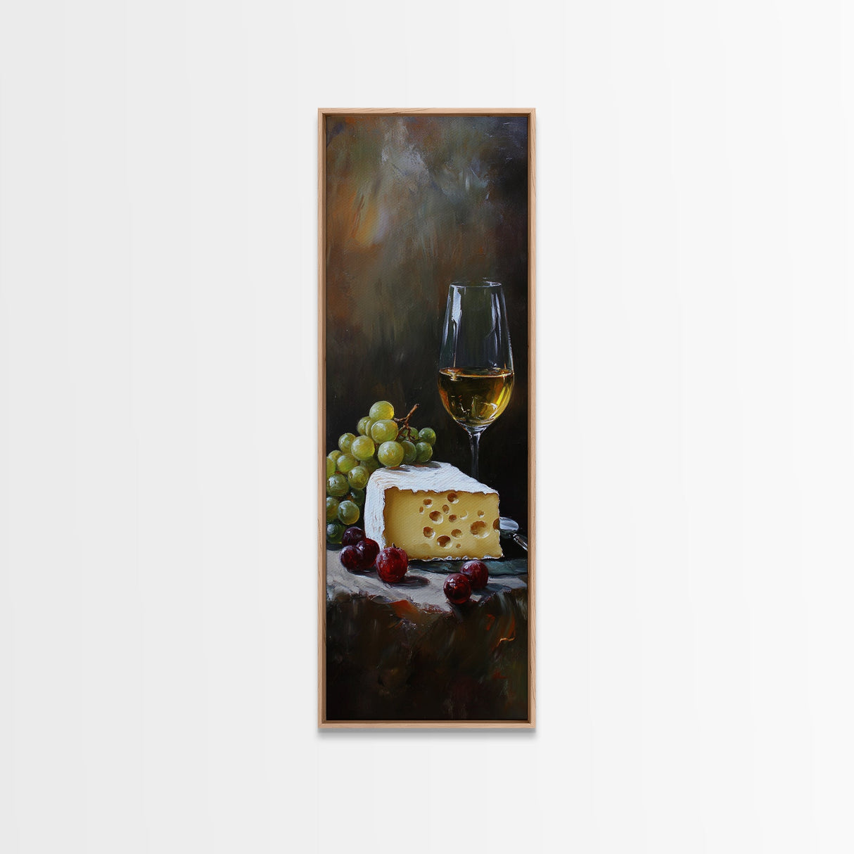 Framed Canvas Print Cheese and Wine Kitchen Art Farmhouse Decor Food Review Wall Art Culinary Kitchen Print