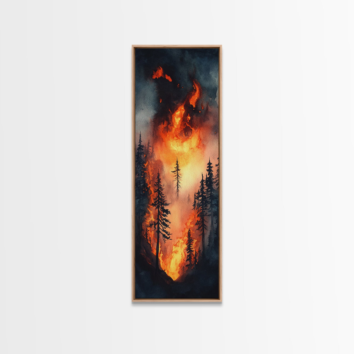 Serene Deer by Lake Canvas Print – Forest Scene, Deer Drinking Water, Rustic Wall Art, Landscape Painting, Living Room Art, Above Sofa Wall Art