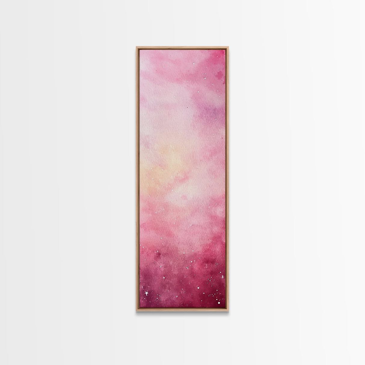 Light Pink Abstract Starry Night Framed Canvas Print Whimsical Bedroom Art Moody Wall Art Vertical Living Room Decor Gift Idea