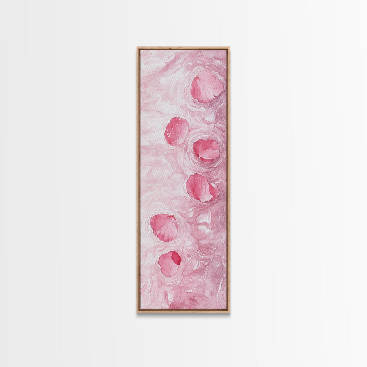 Floating Rose Petals in Water Canvas Print, Light Pink Wall Art, Botanical Nature Decor, Whimsical Aesthetic Bedroom or Living Room Art