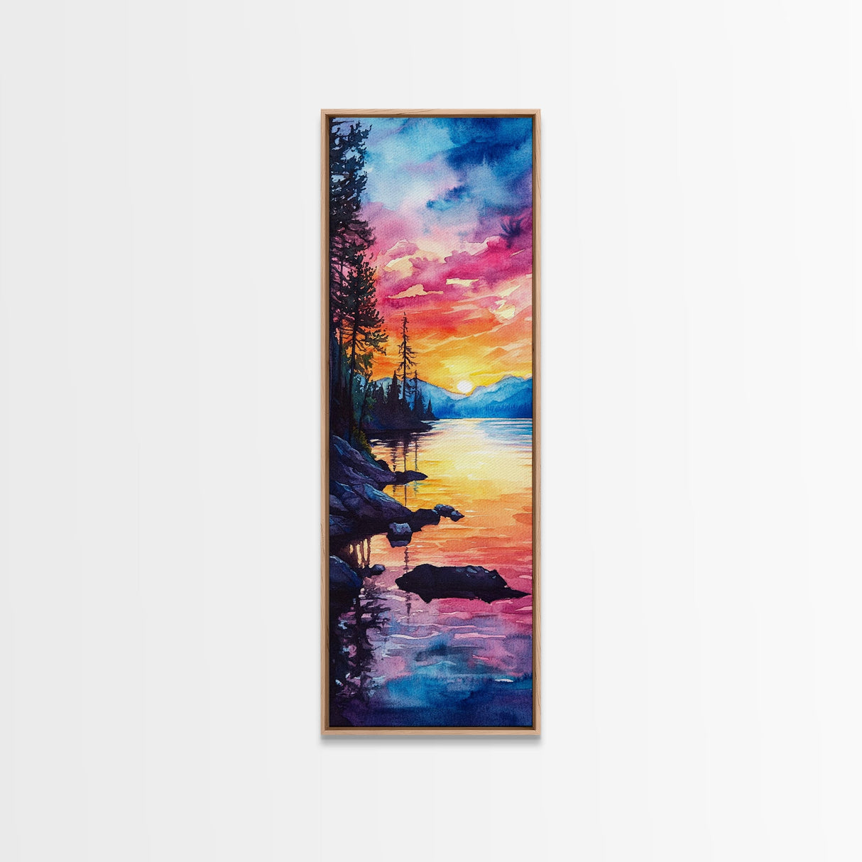 Framed Canvas Print Sunset Reflection Lake Tahoe Art Coastal Decor Nautical Painting Rustic Wall Art Living Room Art Christmas Gift