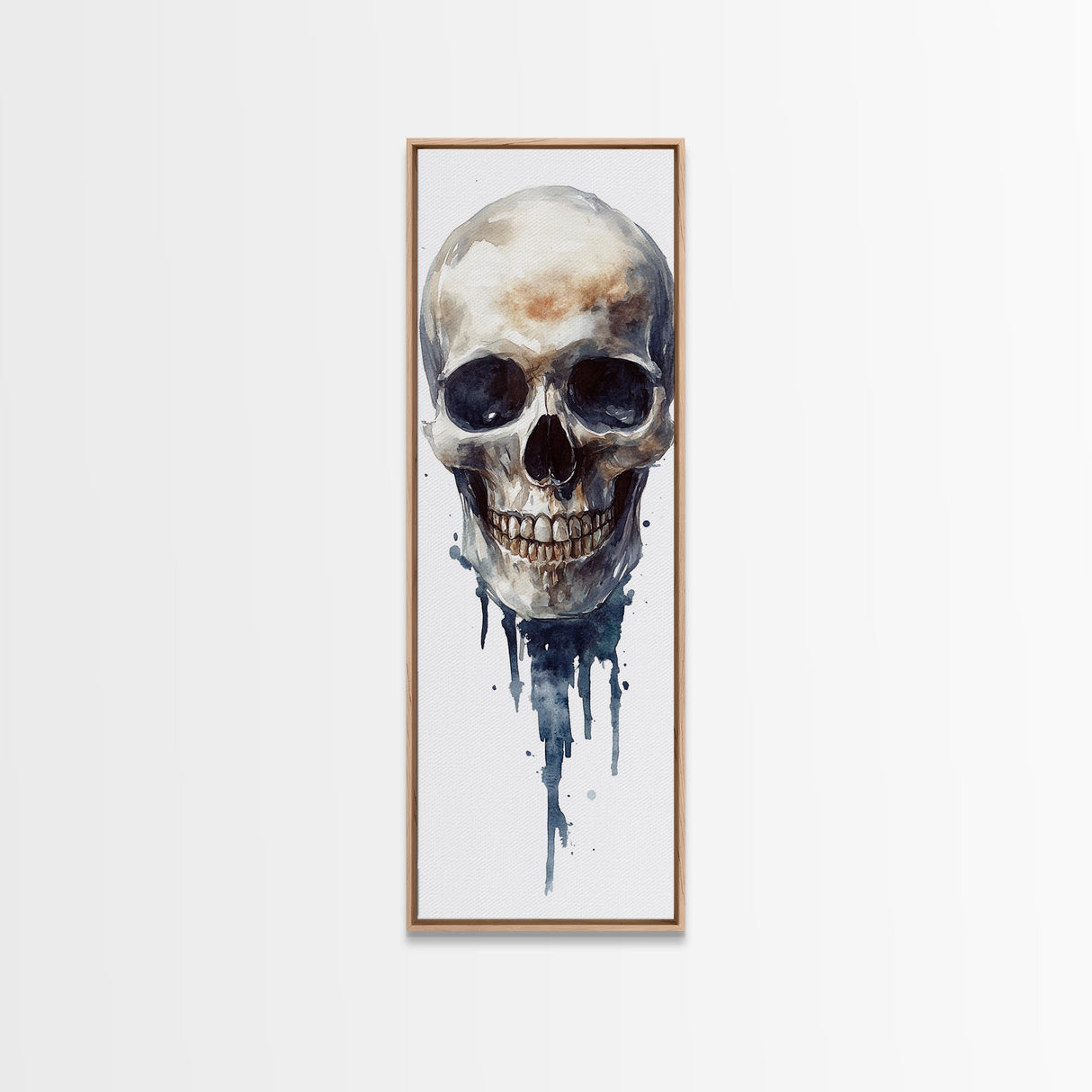 Framed Canvas Print Skull Art for Gothic Decor, Moody Halloween Wall Art, Original Skull Artwork, Living Room Art, Gift Idea for Him