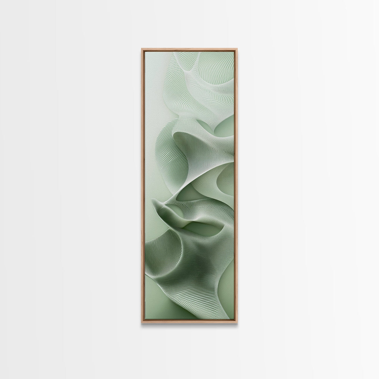Sage Green Vertical Framed Canvas Print, Abstract Botanical Artwork, Wabi Sabi Minimalist Wall Art, Living Room Decor, Original Artwork