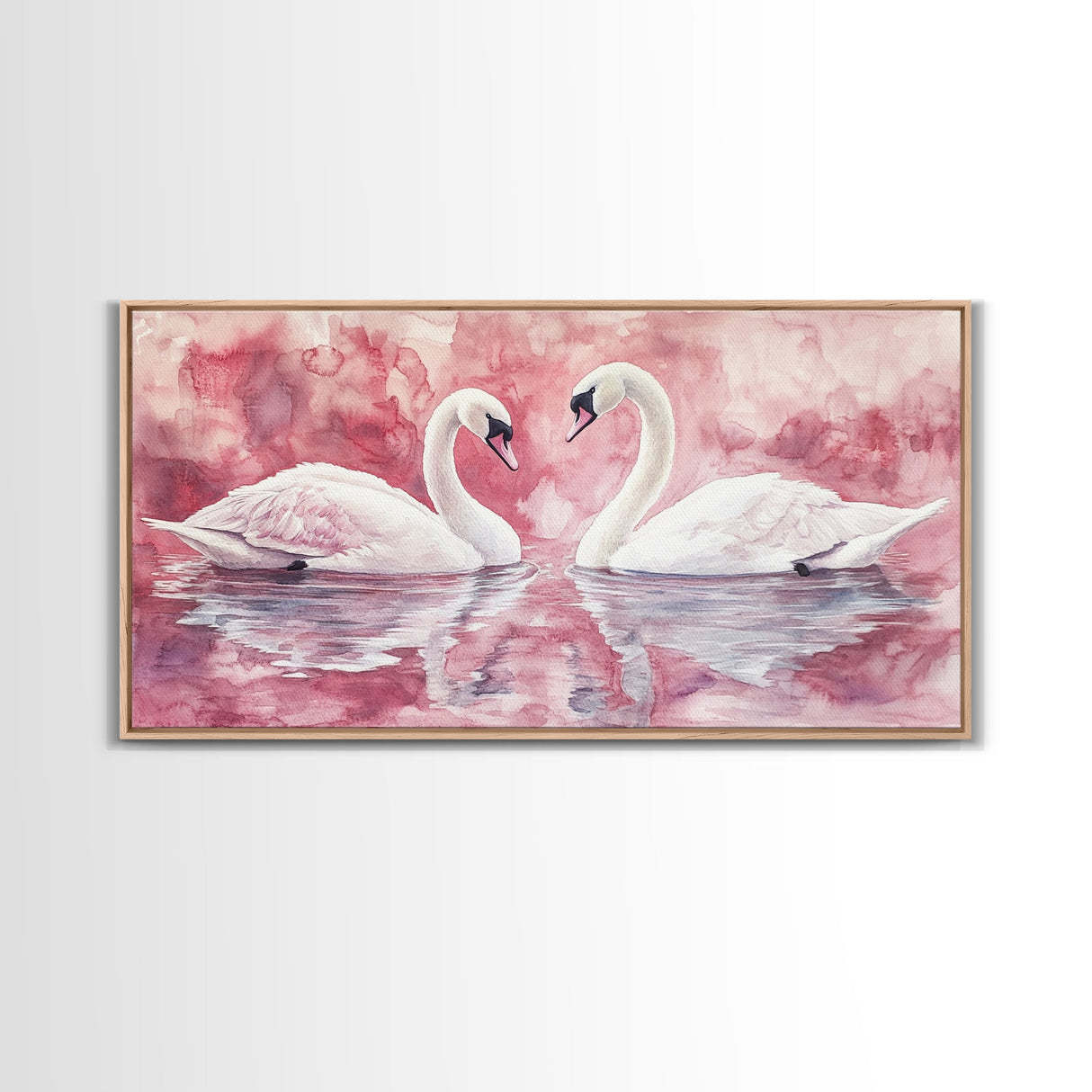 Elegant Swan Painting Framed Canvas Print Featuring Swan Painting and Moody Art Pink Wall Art Bedroom Wall Art Romantic Living Decor