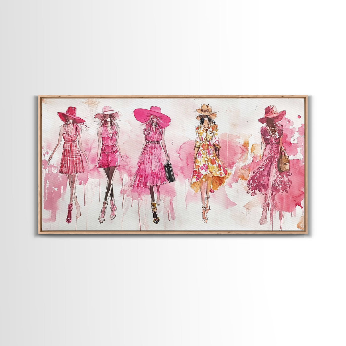 Fashion Sketch Canvas Print Pink Wall Art Whimsical Decor Fashionista Gift Idea Artistic Living Room Accent Modern Feminine Aesthetic