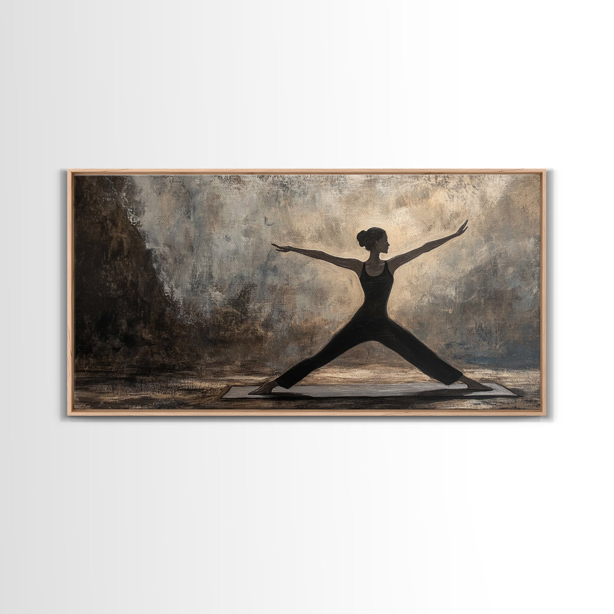 Warrior Pose Canvas Print Zen Yoga Wall Art Neutral Modern Minimalist Living Room Home Decor Therapy Art Unique Gift Idea Boho