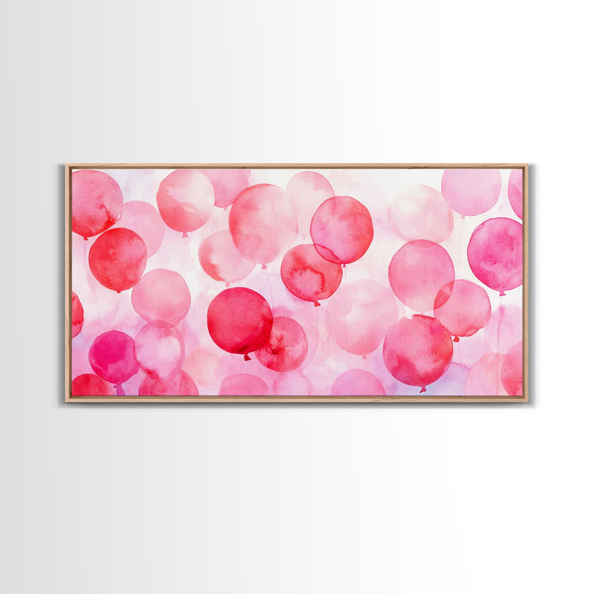Pink Balloon Canvas Print - Light Pink Wall Art Boho Birthday Celebration Art Minimalist Decor Living Room Horizontal Art