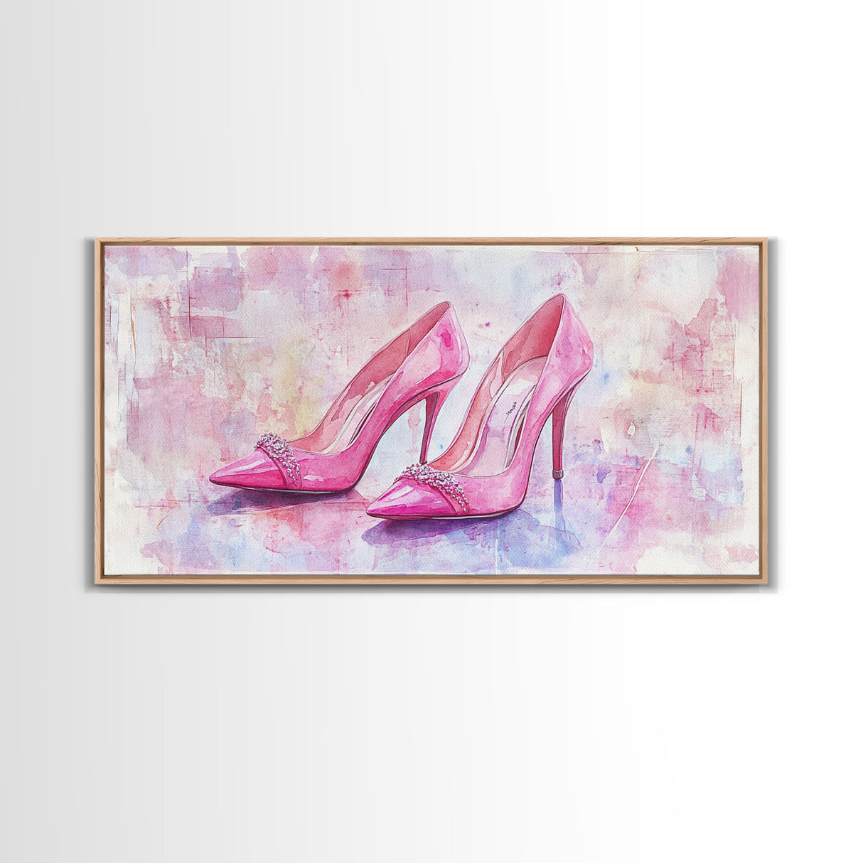Glamorous Pink High Heels Canvas Print, Fashion Art, Whimsical Room Decor, Light Pink Wall Art, Feminine and Stylish Bedroom Art