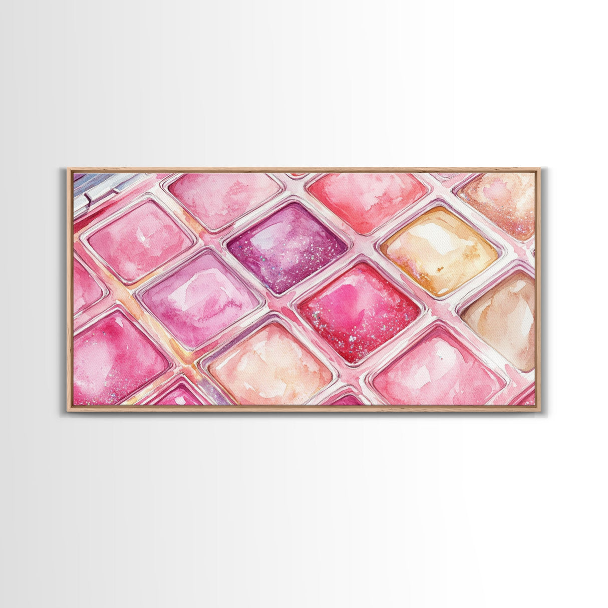 Shimmery Pink Palette Canvas Print Minimalist Makeup Art Light Pink Wall Art Dorm Room or Beauty Studio Aesthetic Gift Idea